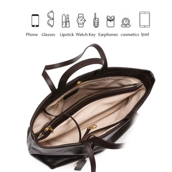 Premium genuine cowhide leather tote bag - Picture 2 of 13